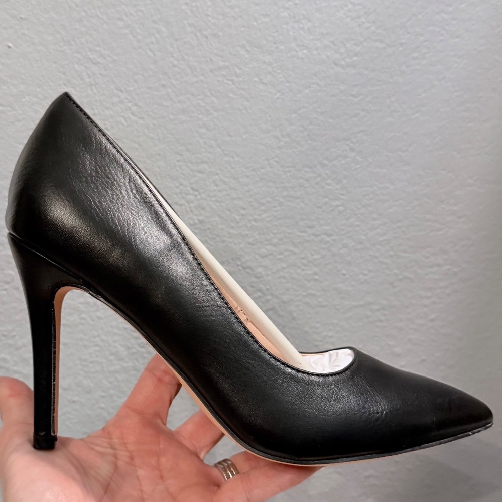 Burudani Womens Pointed Toe Pumps Black Faux Leather Stiletto Heels Sz 7.5 New - Picture 9 of 14